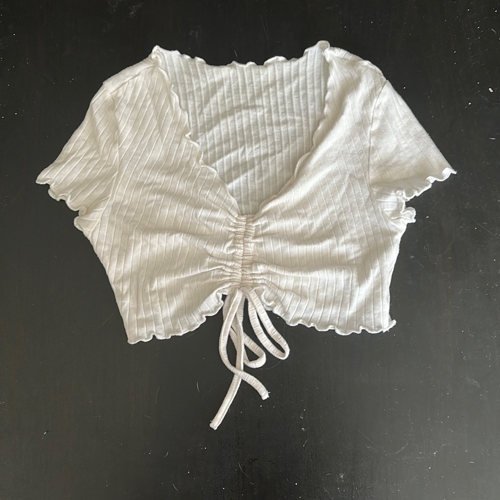 White lace up shirt